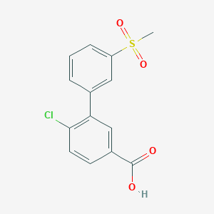 molecular formula C14H11ClO4S B6409182 4-Chloro-3-(3-methylsulfonylphenyl)benzoic acid, 95% CAS No. 1261893-42-8