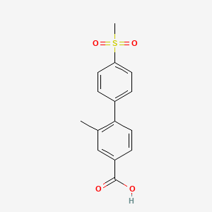 molecular formula C15H14O4S B6409190 3-Methyl-4-(4-methylsulfonylphenyl)benzoic acid, 95% CAS No. 1262010-49-0