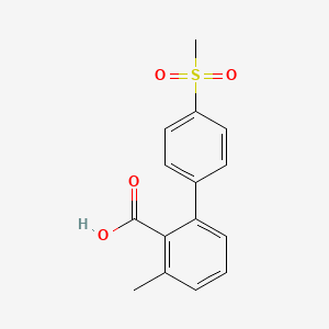 molecular formula C15H14O4S B6409201 6-Methyl-2-(4-methylsulfonylphenyl)benzoic acid, 95% CAS No. 1261913-16-9