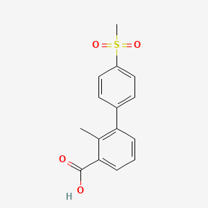 molecular formula C15H14O4S B6409217 2-Methyl-3-(4-methylsulfonylphenyl)benzoic acid, 95% CAS No. 1261913-49-8