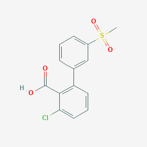 molecular formula C14H11ClO4S B6409233 6-Chloro-2-(3-methylsulfonylphenyl)benzoic acid, 95% CAS No. 1261935-75-4