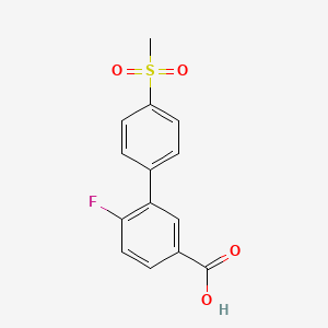 molecular formula C14H11FO4S B6409239 4-Fluoro-3-(4-methylsulfonylphenyl)benzoic acid, 95% CAS No. 1261935-97-0