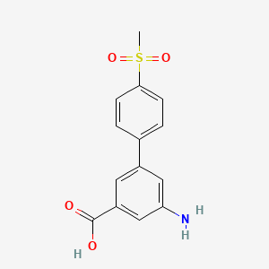 molecular formula C14H13NO4S B6409245 3-Amino-5-(4-methylsulfonylphenyl)benzoic acid, 95% CAS No. 1261907-33-8