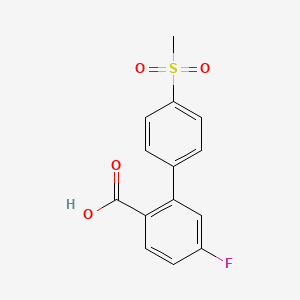 molecular formula C14H11FO4S B6409251 4-Fluoro-2-(4-methylsulfonylphenyl)benzoic acid, 95% CAS No. 1261976-84-4