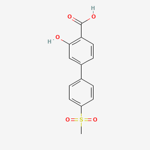 molecular formula C14H12O5S B6409256 2-Hydroxy-4-(4-methylsulfonylphenyl)benzoic acid, 95% CAS No. 1261935-88-9