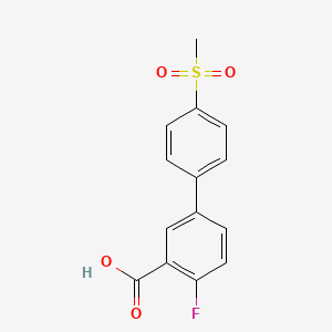 molecular formula C14H11FO4S B6409263 2-Fluoro-5-(4-methylsulfonylphenyl)benzoic acid, 95% CAS No. 1261936-02-0