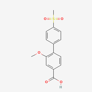 molecular formula C15H14O5S B6409270 3-Methoxy-4-(4-methylsulfonylphenyl)benzoic acid, 95% CAS No. 1261913-26-1