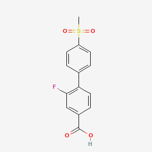 molecular formula C14H11FO4S B6409281 3-Fluoro-4-(4-methylsulfonylphenyl)benzoic acid, 95% CAS No. 1262009-59-5