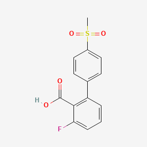 molecular formula C14H11FO4S B6409287 6-Fluoro-2-(4-methylsulfonylphenyl)benzoic acid, 95% CAS No. 1261899-68-6