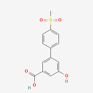 molecular formula C14H12O5S B6409295 5-Hydroxy-3-(4-methylsulfonylphenyl)benzoic acid, 95% CAS No. 1258636-59-7