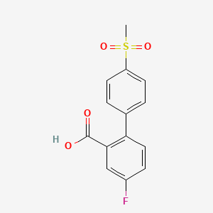 molecular formula C14H11FO4S B6409300 5-Fluoro-2-(4-methylsulfonylphenyl)benzoic acid, 95% CAS No. 1261935-94-7