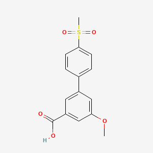 molecular formula C15H14O5S B6409304 5-Methoxy-3-(4-methylsulfonylphenyl)benzoic acid, 95% CAS No. 1261976-92-4
