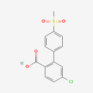 molecular formula C14H11ClO4S B6409306 4-Chloro-2-(4-methylsulfonylphenyl)benzoic acid, 95% CAS No. 1261913-58-9