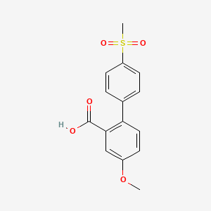 molecular formula C15H14O5S B6409309 5-Methoxy-2-(4-methylsulfonylphenyl)benzoic acid, 95% CAS No. 1262009-64-2