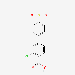molecular formula C14H11ClO4S B6409315 2-Chloro-4-(4-methylsulfonylphenyl)benzoic acid, 95% CAS No. 1261987-30-7