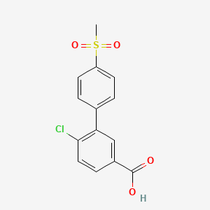 molecular formula C14H11ClO4S B6409333 4-Chloro-3-(4-methylsulfonylphenyl)benzoic acid, 95% CAS No. 1261983-43-0