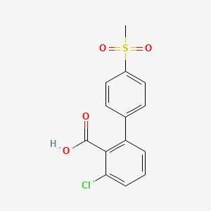 molecular formula C14H11ClO4S B6409335 6-Chloro-2-(4-methylsulfonylphenyl)benzoic acid, 95% CAS No. 1262005-30-0