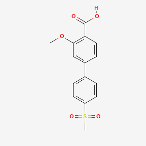 molecular formula C15H14O5S B6409343 2-Methoxy-4-(4-methylsulfonylphenyl)benzoic acid, 95% CAS No. 1261964-48-0