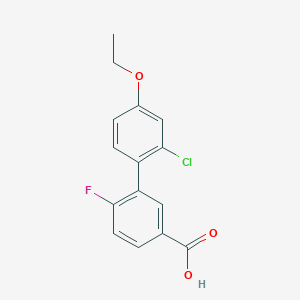 molecular formula C15H12ClFO3 B6409411 3-(2-Chloro-4-ethoxyphenyl)-4-fluorobenzoic acid, 95% CAS No. 1261936-13-3