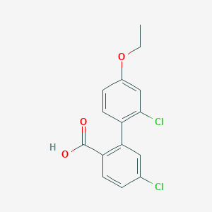 molecular formula C15H12Cl2O3 B6409476 4-Chloro-2-(2-chloro-4-ethoxyphenyl)benzoic acid, 95% CAS No. 1262009-73-3
