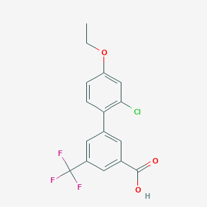 molecular formula C16H12ClF3O3 B6409480 3-(2-Chloro-4-ethoxyphenyl)-5-trifluoromethylbenzoic acid, 95% CAS No. 1261934-63-7