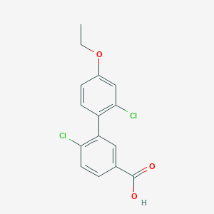 molecular formula C15H12Cl2O3 B6409497 4-Chloro-3-(2-chloro-4-ethoxyphenyl)benzoic acid, 95% CAS No. 1262009-77-7