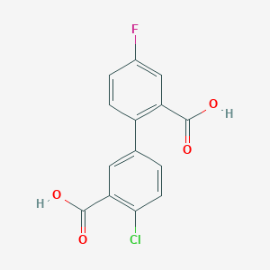 molecular formula C14H8ClFO4 B6409501 2-(3-Carboxy-4-chlorophenyl)-5-fluorobenzoic acid, 95% CAS No. 1262005-40-2