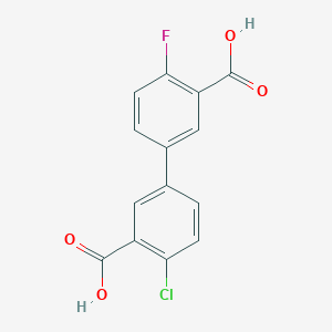 molecular formula C14H8ClFO4 B6409512 5-(3-Carboxy-4-chlorophenyl)-2-fluorobenzoic acid, 95% CAS No. 1262009-87-9