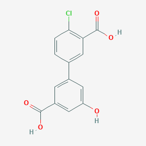 molecular formula C14H9ClO5 B6409518 3-(3-Carboxy-4-chlorophenyl)-5-hydroxybenzoic acid, 95% CAS No. 1262005-39-9