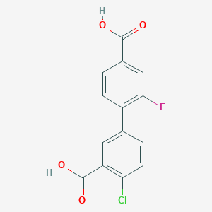 molecular formula C14H8ClFO4 B6409527 4-(3-Carboxy-4-chlorophenyl)-3-fluorobenzoic acid, 95% CAS No. 1261967-09-2