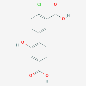 molecular formula C14H9ClO5 B6409533 4-(3-Carboxy-4-chlorophenyl)-3-hydroxybenzoic acid, 95% CAS No. 1261914-27-5