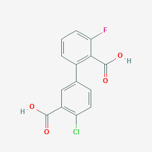 molecular formula C14H8ClFO4 B6409539 2-(3-Carboxy-4-chlorophenyl)-6-fluorobenzoic acid, 95% CAS No. 1261913-62-5