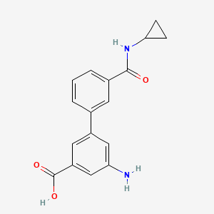 molecular formula C17H16N2O3 B6409598 3-Amino-5-[3-(cyclopropylaminocarbonyl)phenyl]benzoic acid, 95% CAS No. 1261893-51-9