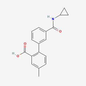 molecular formula C18H17NO3 B6409609 2-[3-(Cyclopropylaminocarbonyl)phenyl]-5-methylbenzoic acid, 95% CAS No. 1261983-71-4