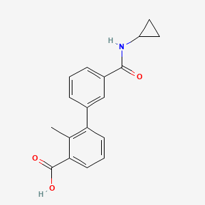 molecular formula C18H17NO3 B6409614 3-[3-(Cyclopropylaminocarbonyl)phenyl]-2-methylbenzoic acid, 95% CAS No. 1261914-54-8