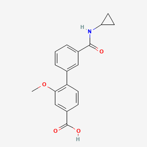 molecular formula C18H17NO4 B6409645 4-[3-(Cyclopropylaminocarbonyl)phenyl]-3-methoxybenzoic acid, 95% CAS No. 1261893-54-2