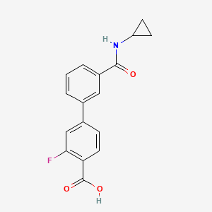 molecular formula C17H14FNO3 B6409647 4-[3-(Cyclopropylaminocarbonyl)phenyl]-2-fluorobenzoic acid, 95% CAS No. 1261983-90-7