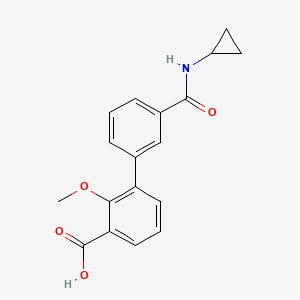 molecular formula C18H17NO4 B6409650 3-[3-(Cyclopropylaminocarbonyl)phenyl]-2-methoxybenzoic acid, 95% CAS No. 1261914-67-3