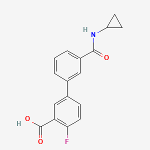 molecular formula C17H14FNO3 B6409651 5-[3-(Cyclopropylaminocarbonyl)phenyl]-2-fluorobenzoic acid, 95% CAS No. 1261936-90-6