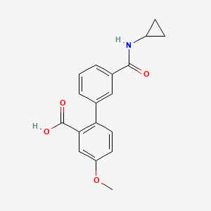 molecular formula C18H17NO4 B6409661 2-[3-(Cyclopropylaminocarbonyl)phenyl]-5-methoxybenzoic acid, 95% CAS No. 1261898-67-2