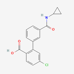 molecular formula C17H14ClNO3 B6409693 4-Chloro-2-[3-(cyclopropylaminocarbonyl)phenyl]benzoic acid, 95% CAS No. 1261967-33-2