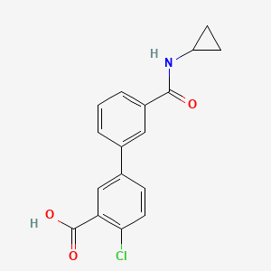 molecular formula C17H14ClNO3 B6409700 2-Chloro-5-[3-(cyclopropylaminocarbonyl)phenyl]benzoic acid, 95% CAS No. 1261914-72-0
