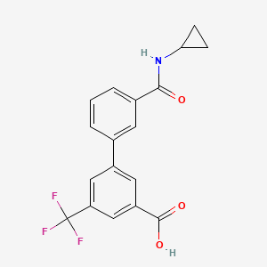 molecular formula C18H14F3NO3 B6409709 3-[3-(Cyclopropylaminocarbonyl)phenyl]-5-trifluoromethylbenzoic acid, 95% CAS No. 1262010-09-2