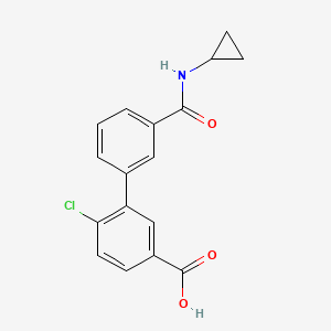 molecular formula C17H14ClNO3 B6409723 4-Chloro-3-[3-(cyclopropylaminocarbonyl)phenyl]benzoic acid, 95% CAS No. 1262010-02-5