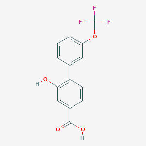 molecular formula C14H9F3O4 B6409747 3-Hydroxy-4-(3-trifluoromethoxyphenyl)benzoic acid, 95% CAS No. 1261908-89-7