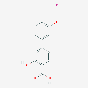 molecular formula C14H9F3O4 B6409755 2-Hydroxy-4-(3-trifluoromethoxyphenyl)benzoic acid, 95% CAS No. 1261464-15-6