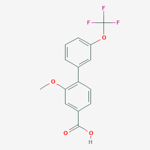 molecular formula C15H11F3O4 B6409760 3-Methoxy-4-(3-trifluoromethoxyphenyl)benzoic acid, 95% CAS No. 1261831-43-9