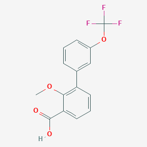 molecular formula C15H11F3O4 B6409767 2-Methoxy-3-(3-trifluoromethoxyphenyl)benzoic acid, 95% CAS No. 1261462-68-3