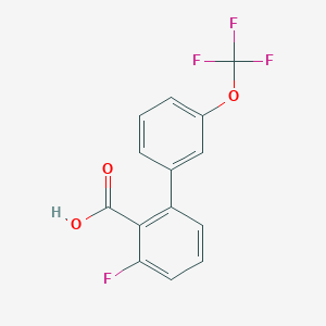 molecular formula C14H8F4O3 B6409778 6-Fluoro-2-(3-trifluoromethoxyphenyl)benzoic acid, 95% CAS No. 1261501-81-8
