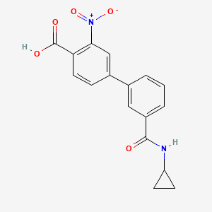 molecular formula C17H14N2O5 B6409780 4-[3-(Cyclopropylaminocarbonyl)phenyl]-2-nitrobenzoic acid, 95% CAS No. 1261914-80-0